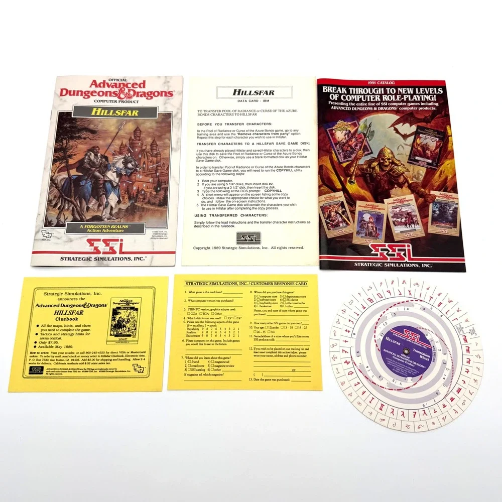 Advanced Dungeons & Dragons: Hillsfar PC IBM Vintage SSI Game Big Box Wheel